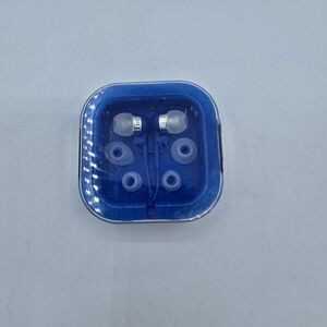 Billboard Stereo Earbuds with In-Line Mic Storage Case Blue And Clear